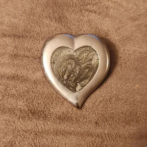 Vintage Heart Shape Silver Brooch Pin